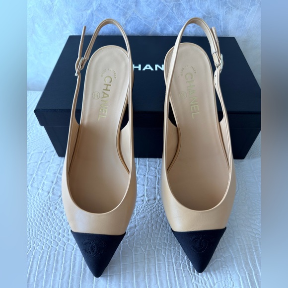 CHANEL Beige slingback, sandals, flats, shoes .Size 40, BNIB - Picture 3 of 16